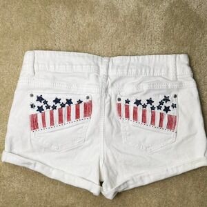 Rue 21 Girls White cotton Shorts Size 11/12 American Flag USA
